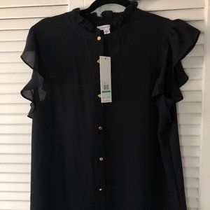 Women's Calvin Klein Black Sheer Blouse Sz L New With Tags